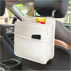 Zpana Car Seat Back Organizer, Leather Multipurpose Hanging Vehicle Backseat Headrest Storage Bag, Automotive Pouch Pocket Organizer for Kids & Adults, Universal for Truck SUV Sedan (White)