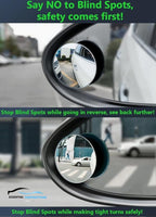 Blind Spot Car Mirror 2 Pack-2 Inch Round Rear View Convex Mirrors for Cars/SUVs/Motorcycles/Trucks/Trailers/Snowmobiles/Bicycles/RVs/Boats/Golf Carts with Rust Resistant Frame-HD Real Glass