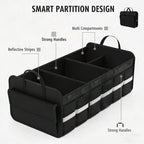 CloudDream Car Trunk Organizer and Storage, 35.4" Large Foldable Cargo Storage with 3 Compartments & 6 Pockets, Waterproof Collapsible Organizer for SUV, Truck, Minivan, Sedan, Auto Accessories