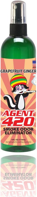 Agent 420 Odor Eliminator Spray, Grapefruit Ginger, 4 oz — Tea Tree Oil Breaks Down Smoke at the Molecular Level