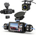 4 Channel Dash Cam 360° View, Include Front & Rear Left Right Camera Support 4 Way Recording, 32GB Card, 3” IPS Screen/Night Vision/WDR/24H Parking/G-Sensor（2G/4G/8G / 3 Split Screen (4 Channel)
