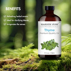 Majestic Pure Essential Oil with Glass Dropper - 100% Pure and Natural - Essential Oils for Diffuser, Aromatherapy, Soap and Candle Making, Thyme Essential Oil, Thyme Oil, 4 Fl Oz