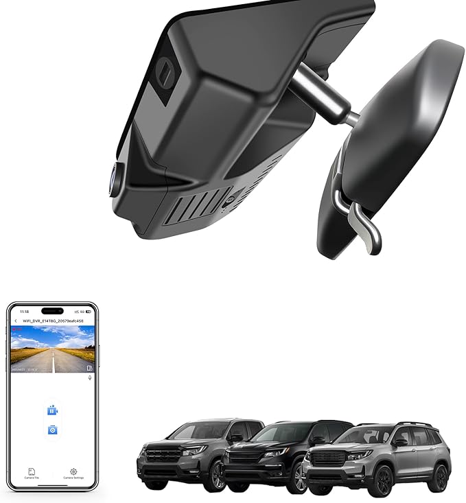 Mangoal 4K Dash Cam for Honda Pilot 2016-2022 Gen 3 YF5/6, Passport 2019-2025 Gen3 YF7/8, Ridgeline 2017-2026 Gen2 YK2/3(Model B), Integrated OEM Look, UHD 2160P Video, WiFi & App, GPS, 64GB Card