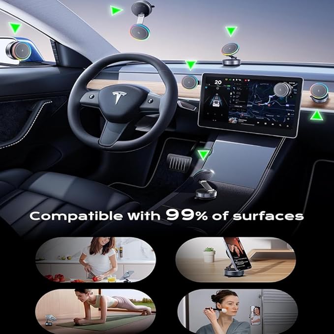 for MagSafe Car Mount Charger[15W Wireless Fast Charging], Car Vacuum Magnetic Phone Holder[120LBS Ultra Suction Cup & 3000gf Magnet ], Adjustable Suction Phone Mount for Your Car for iPhone 17-12