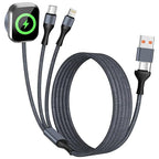 Travel Essentials 3in2 Multi Charging Cable for iPhone Watch Charger,USB A/C to Type C/IP/iWatch Charger, Charging Cords for Multiple Devices Compatible with iWatch Series&iPhone 17-12 5FT