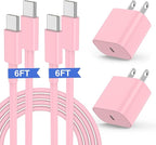 iPhone 17 16 15 Fast Charger, 20W USB C Charging Block for Apple iPhone 17 Pro Max/17 Air/16 Pro/15 Plus, iPad 12/11 inch/Mini/6 Gen,Wall Plug Power Adapter Cube Brick/6ft Type C to C Cable Cord Long