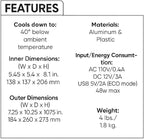 Cooluli Mini Fridge for Bedroom - Car, Office Desk & Dorm Room - Portable 4L/6 Can Electric Plug In Cooler & Warmer for Food, Drinks, Skincare Beauty & Makeup - 12v AC/DC & Exclusive USB Option, Blue