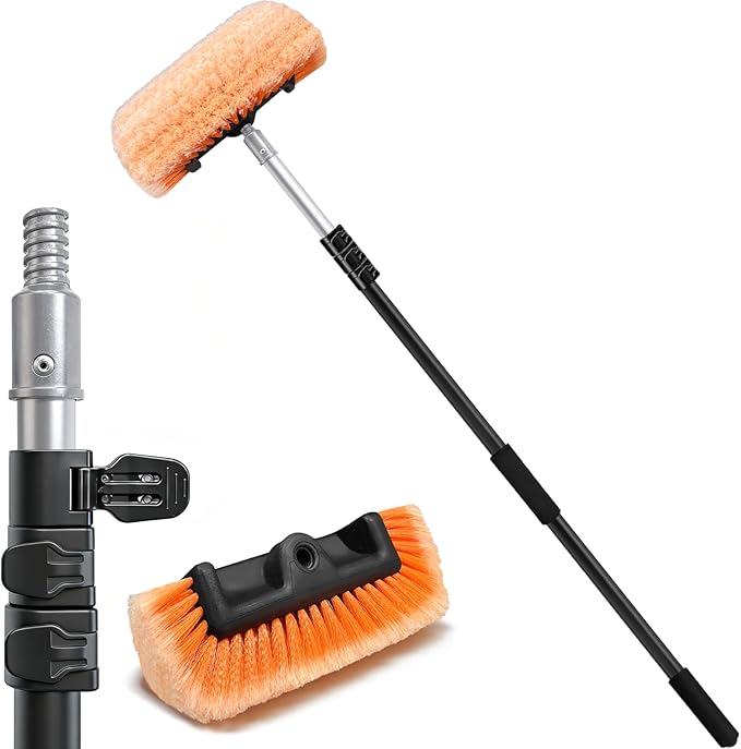 ARTIPOLY 4-12FT Car Wash Brush with Long Handle, 12-Inch Soft Bristle, with Aluminium Telescoping Pole, for Cleaning Car, SUV, RV, Boats, House Siding, Floors, Solar Panels, and More