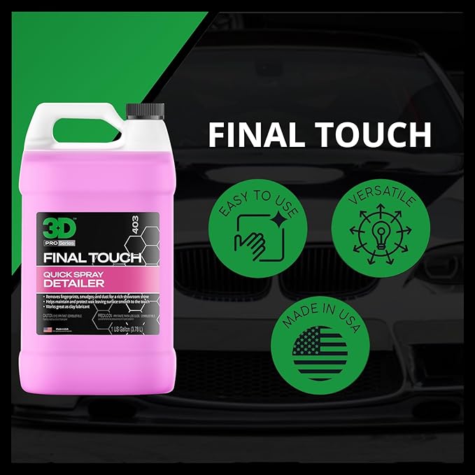 3D Pink Car Soap + Final Touch Quick Detail Spray – Cherry Scented Wash & Gloss Kit (1 Gal Each)
