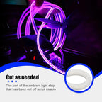 16FT EL Wire Interior Car LED Strip Lights, USB Neon Vehicle Ambient Lighting with Fiber Optic, Sound Music Active Automotive Inside Decorations Lamp Strip, Universal Fit