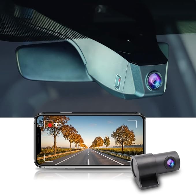 Fitcamx Front 2K+Rear 1080P Dash Cam Adapts for Volkswagen ID.4 2021-2025 & Audi Q4 e-tron Sportback 2022-2026, OEM Style, Dual HD Video, WiFi & APP, Loop Recording, G-Sensor, Easy to Set, 64GB Card
