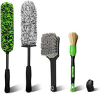 YeewayVeh 4PCS Car Wheel Cleaning Kit, 360° Bendable Wheel Brush with Premium Boar Hair Detailing Brush | Microfiber Scratch-Free Wheel and Tire Brush Kit for Cleaning Wheels,Tires