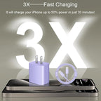 iPhone 17 16 15 Charger Fast Charging 2+2Pack 20W USB C Wall Charger with 6FT Fast Charging Cable Compatible with iPhone 17/17 Air/17 Pro/17 Pro Max/iPhone 16/15 Series, iPad Pro/AirPods - Purple