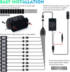 Xprite Bluetooth RGB LED Rock Lights Kit, Multicolor Neon Accent Music Flashing Lighting Underglow Kits with RF Controller for Off-Road, Trucks, Cars, UTV, ATV, SUV, RZR, Motorcycles, Boats - 10 PCS