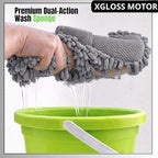 XGloss Motor™ Premium Dual-Action Wash Sponge – Scratch-Free Car Wash Sponge with Soft Foam Side & Bug Removal Scrub Backing