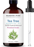 Majestic Pure Essential Oil with Glass Dropper - 100% Pure and Natural - Essential Oils for Diffuser, Aromatherapy, Soap and Candle Making, Tea Tree Essential Oil, Tea Tree Oil, 4 Fl Oz