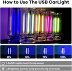 2Pcs Car USB Night Light, Touch Adjustment LED Ambient Lighting Plug in USB Automotive Night Lamps, Mini LED Bulb for Car, Camping, Holiday, Decoration, Bedroom, Party(Blue)