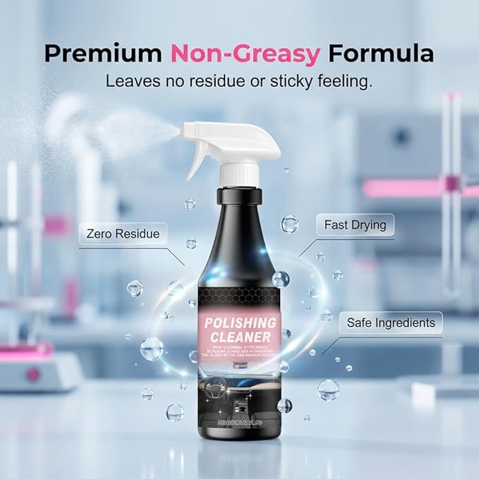 Car Interior Cleaner, 2026 New Polishing Cleaner Car Interior, Cleans & Protects Leather, Vinyl, Plastic, Rubber, Glass with a Streak-Free Finish, Polishing Cleaner Detailer Spray for Vehicle (1pcs)