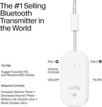 AirFly Pro 2 – Bluetooth Adapter, Pair 2 AirPods or Wireless Headphones – 3.5mm AUX Bluetooth Transmitter and Receiver for Cars, Boats, Treadmills, TVs & More – Travel Essentials,White