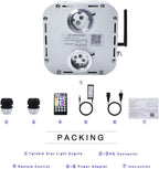 AMKI High Brightness Dual Color 32W Twinkle Sound Mode RGBW Light Source Engine Driver Remote/APP Control Dual Port Starlight Box Motor for Fiber Optic Star Ceiling Light Kit