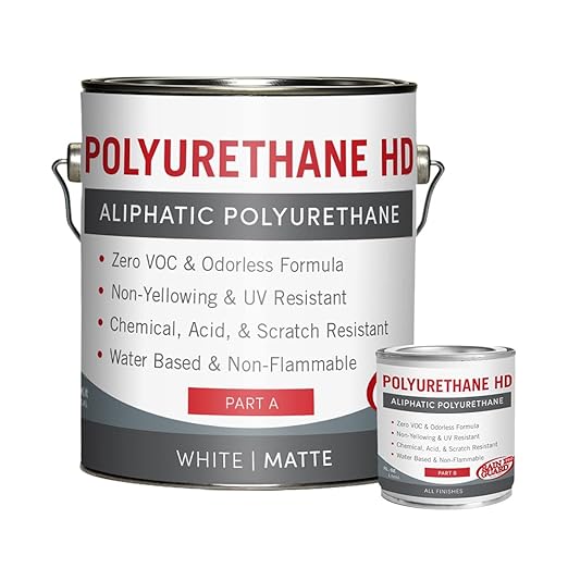 Rain Guard Water Sealers PU-0404 Polyurethane HD IsoFree 2-Part White Base Matte Finish Ready to USE Covering up to 300 Sq.Ft on New/Older Surfaces. 1 Gallon Kit A and B – Masonry Sealer, Wood Sealer