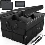 Large Car Trunk Organizer with Lid – Foldable Collapsible Storage Box, Heavy Duty, Multi-Compartment, Non-Slip Bottom, Durable Car Storage Organizer for SUV, Truck & Auto Accessories
