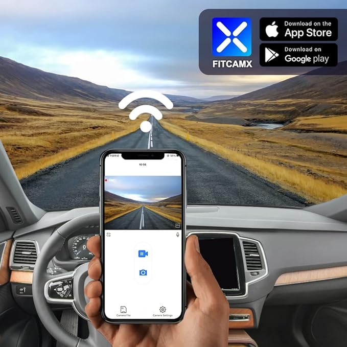 Fitcamx Front 4K+Rear 1080P Dash Cam Adapts for Volvo XC90 2016-2022 T5 T6 T8 (Model A), Integrated OEM Look, Dual HD Video, Loop Recording, Built-in WiFi & APP, G-Sensor, Easy to Set, 128GB Card