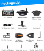 AUTO-VOX Wireless RV Backup Camera: Rear&Side View with 7.2” HD 1080P Triple-Split Screen Monitor, Dual Power USB/Car Charger, DVR Recording, Stable Signal Rear View Camera for Camper, Travel Trailer
