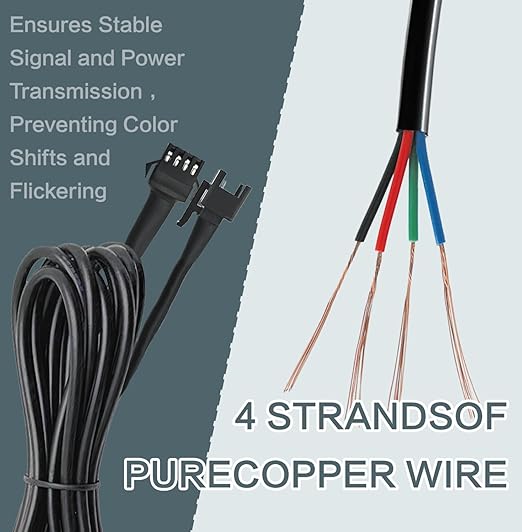 Rock Light Extension Wire 4 Pin 4 Pcs 4 Pin 60 inch, Pure Copper Insulated Cable LED Cable Cord Set for Motorcycle ATV Golf Car Trucks Neon Strip