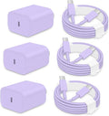 3 Pack AISNI Fast Charger Block Compatible with iPhone 17 16 15 Charger Fast Charging USB C Charger Long Type C Chargers Cord 6 FT for iP17 Air/17 Pro Max/16/15 Pro Max Series and Type C Device-Purple
