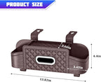 Car Headrest Backseat Organizer, Multifunctional Vehicle Seat Back Hanging Storage Box with Cup Holder and Hooks, Automotive Interior Headrest Storage Organizer, Universal Fit (Brown)