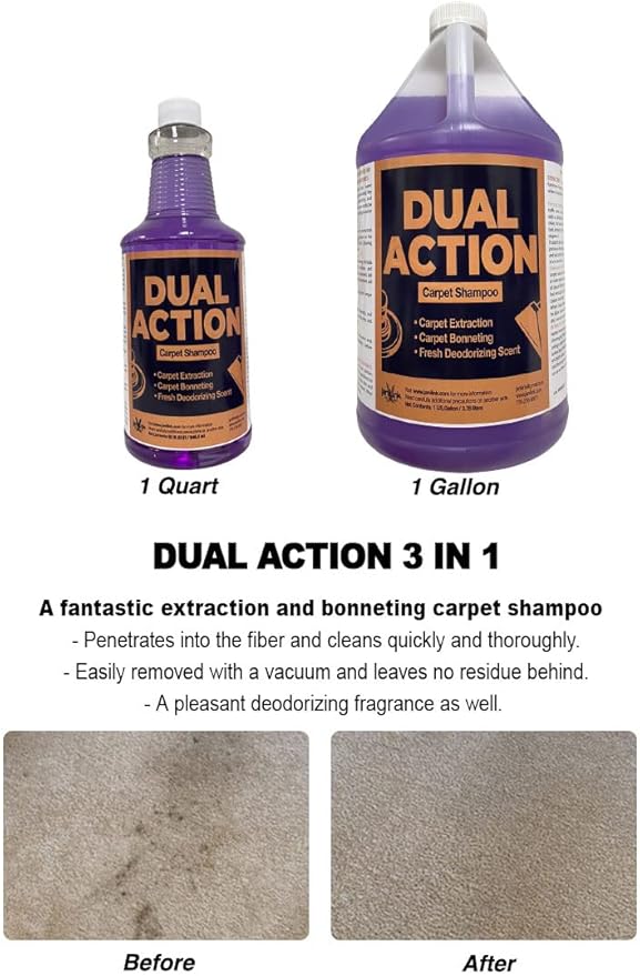 Dual Action Carpet & Bonnet Shampoo, Deodorizing, Carpet Extraction, 1 Gal