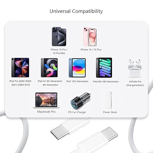 20W Type C Fast Wall Charger Block for iPhone 16e 16 15,AirPods 4 4th,Air Pods Max 2024,AirPods Pro 2nd,iPad 11 A16 2025 Pro 13/12.9, iPad 10th Air 13 Generation Tablet USB C Charging Cord Cable