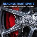 9PCS Pro Wheel & Tire Cleaning Kit - Flat Replaceable-Head Brush, Pocket Dual-Material Pads, Dual-Bristle Brushes, Boar Hair Detail Brush & Towel | Scratch-Free for All Vehicles