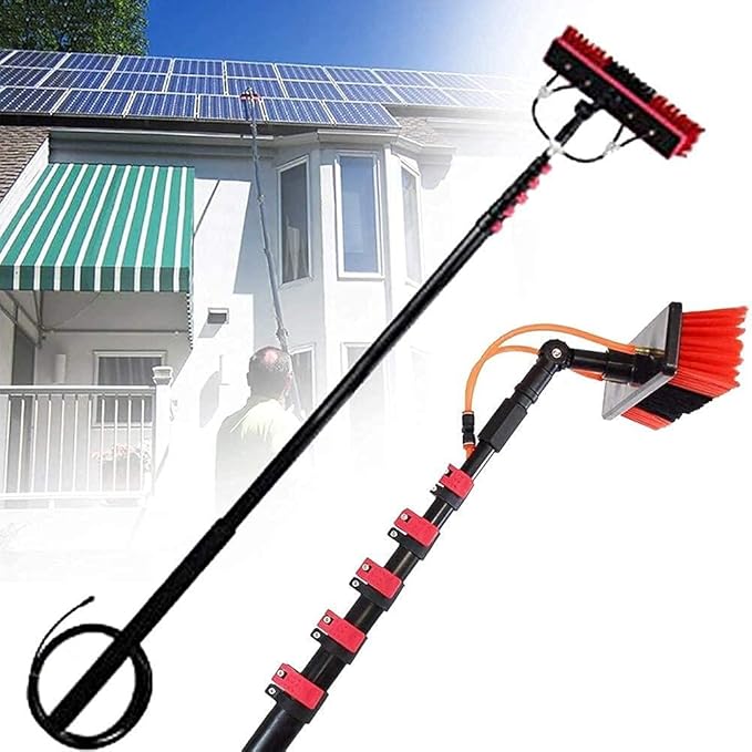 Telescopic Window Cleaning Pole with Water Fed Brush - Extendable Cleaner for Conservatory Roofs & Photovoltaic Panel Cleaning, Ideal for Trucks & Windows.,36FT/10.8M