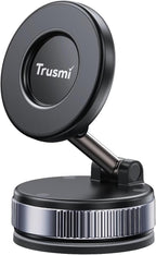 Trusmi Vacuum Magnetic Car Phone Holder - 16N Ultra-Strong Magnet Suction Cup Mount for Windshield & Glass, 360° Rotatable Manual Vacuum Adsorption Phone Stand for iPhone MagSafe & Android - Black