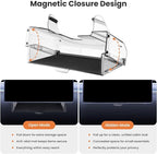 Under Screen Storage Box for Tesla Model Y Juniper 2025 26, Magnetic Hideable Center Console Organizer Tray for Tesla Model 3 Highland 2024 25, with Anti-Slip Silicone Pad, New Model Y 3 Accessories