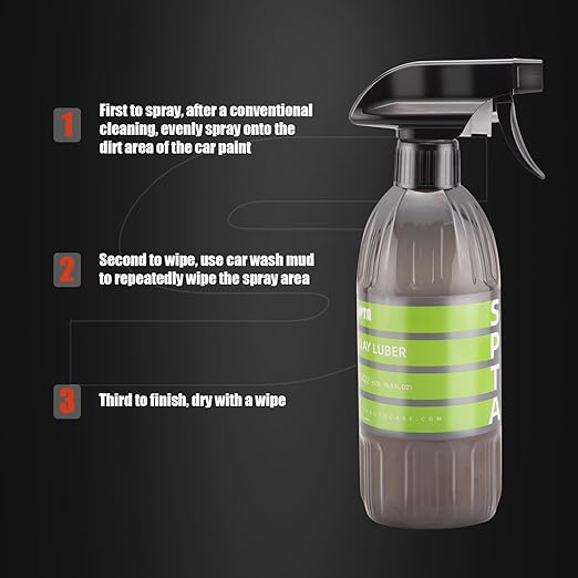 Clay Lubricant Car Detailing for Clay Bars, SPTA 16oz 500ml Clay Luber Synthetic Lubricant with Wetting Agents for Clayblock and Car Detailing Clay (Works on Cars, Trucks, SUVs, Jeeps & More -CL022