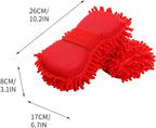 Car Wash Mitt,Microfiber Chenille Car Wash Mitt,Double-Sided lint-Free,Scratch Free,Cleaning Mitts for Truck, SUV, RV (Red)