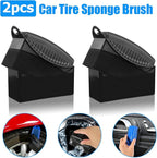 BESULEN 2 Pcs Tire Contour Dressing Applicator, Car Wheel Dressing Shine Sponge with Lid, Polishing Sponge Wax Buffing Pads for Auto, Foam Brush with Cover, Automotive Cleaning Accessories (Black)