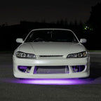 LEDGlow 4pc Purple Flexible Car Slimline LED Underbody Underglow Accent Neon Lighting Kit - 4 Unique Patterns - Water Resistant, Low Profile Tubes - Includes Control Box & Remote