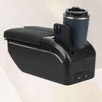 AULPHIKE Compatible with Nissan NV200 Armrest Car Center Console Organizer Armrests Double Door Storage with USB Ports（Black Style）
