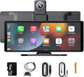 10.26 Inch Wireless Apple CarPlay & Android Auto Screen for Car with 4K Dash Cam,Ultra-Light Touchscreen, IP68 1080P Backup Camera, GPS Navigation, Voice Control, Mirror Link(64GB U3 Card)