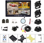RV Backup Camera System- 7 Inch 4 Split Reversing Monitor, Night Vision, IP68 Waterproof, Parking Monitoring, Hard-Wired Backup Camera for Trucks/Bus/Trailer/RV/Pickup