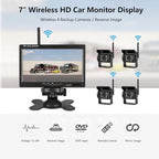 EVERSECU 4pcs Wireless Vehicle Backup Cameras Plus 7" Monitor Parking Assistance System for RV/SUV/Van/Pickup/Truck/Trailer Rear/Side/Front View System Switchable