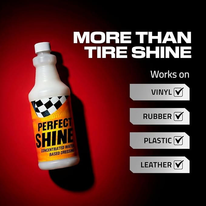 Tire Shine & Tire Dressing – Water Based Dressing for Tires, Vinyl, Rubber, Plastic & Leather – Briggs Perfect Shine, Concentrated & Dilutable Formula, Natural to High Gloss Finish – 34oz