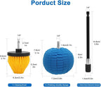 Linkstyle 5PCS Drill Polishing Ball Set, Car Wheel Polisher Sponge Pad Kit with Long Extension Pole & Cleaning Brush, Buffing Ball for 1/4" Hex Drill, Car Rim and Metal Surface Polishing Tool