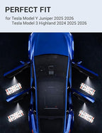 Motrobe 4PCS Puddle Lights for Tesla Model Y Juniper 2025 2026 Model 3 Highland 2024-2026 4K HD Ultra-Bright Cyber-Stripe Projection Door Lights No Error Code Never Fade Tesla Accessories
