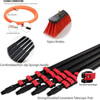 Water Fed Telescopic Pole & Brush for Solar Panel & Window Cleaning - Ideal for Glass, Trucks & Vans - Efficient Water Fed System for Easy Reach & Sparkling Clean