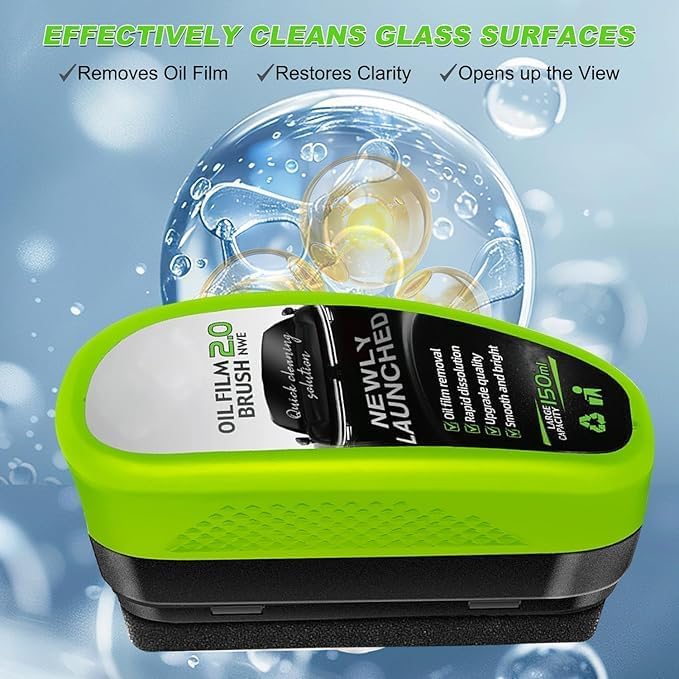 Automotive Oil Film Cleaning Brush, Car Glass Oil Film Cleaner Brush, Repellent Film for car Windows, Improves Clarity and Visibility,Universal Clear Windshield Cleaner Wipe Board (2 Pcs)